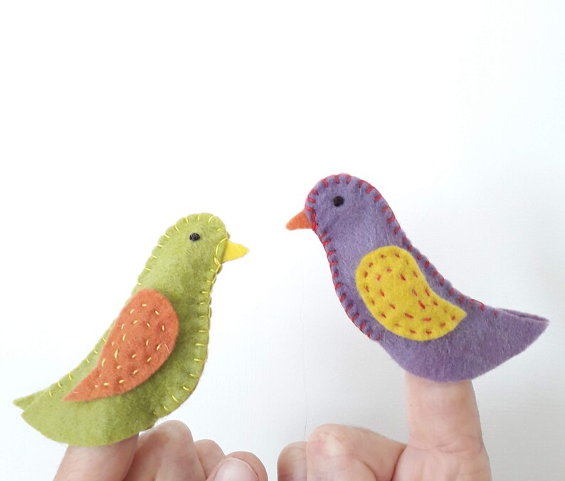 Finger Puppet Two Little Birds Child Gift Handmade 100Wool Etsy