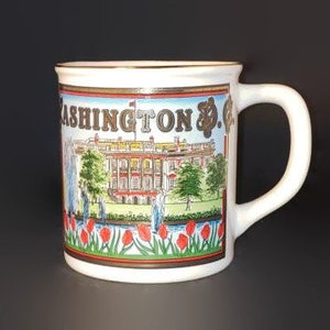 Washington D.C. Mug Vintage Japan Gold Trim Kaart Geschenken Vintage Mokken Tulpen Witte Huis Trump Mug President House Senaat Politieke Mok