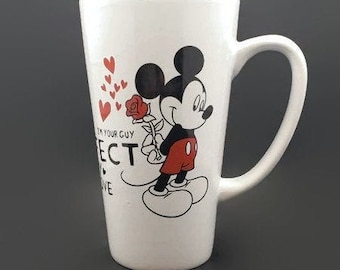 Disney Mickey Mouse y Minnie Mouse Mr. Perfect I'm Your Giy My Love Dear Heart Vintage Mug Engagement Gift Love Mug Red Black White Rose's