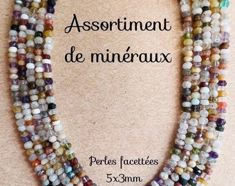 Fil ENTIER de Perles facettées - Assortimento Mix - 5x3mm - Material pour créations, bijoux, artigianale - 110 pietre sur fil perforaées