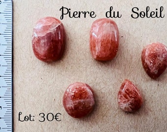Lotto 5 cabochon di Pierre du Soleil - Gemme pour craftsat, macramé, wire - Pierre naturelle - Héliolite