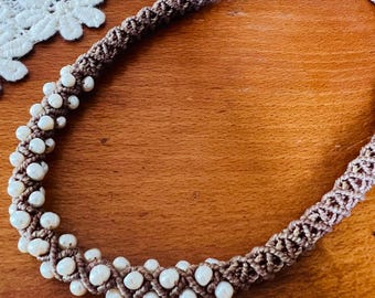 Macramé Necklace - Mandala - Obsidienne Manto.Huichol
