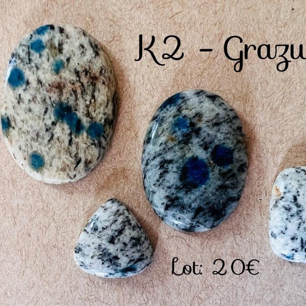 Lot 4 K2 or Grazurite cabochons - Gemme pour artisanat, macramé, wire - Himalayas - K2 Jasper