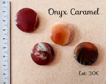 Lotto 4 cabochon Onice caramel - Gemme pour craftsat, macramé, wire - Pierre naturelle Rainurée - Argentino