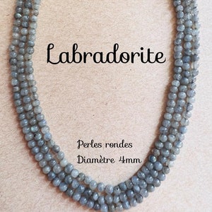 Fil de Perles Rondes Perforées de Labradorite 4mm - Material pour creations, bijoux, artisanat - Pierres sur Fil