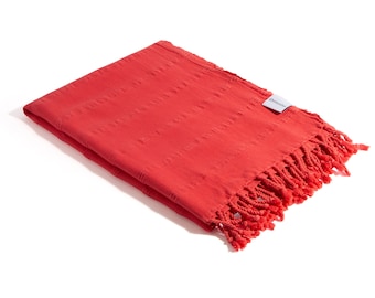 Stonewashed Sand Resistant Turkish Beach Towel | Organic Cotton Bath Sheet | Coral Peshtemal