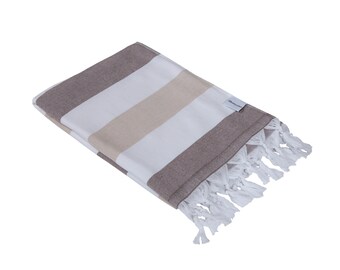 InfuseZen Stonewashed Turkish Cotton Towel - Thin, Super Absorbent, Beach & Bath Towel (Faded Black/Charcoal)