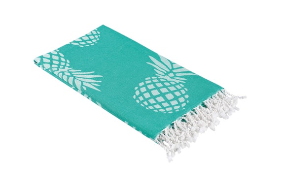 Cotton Pineapple Turkish Towel Mint Green & White Oversized Bath