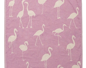 Flamingo Turkish Beach Towel: Lilac Purple Sand Resistant Reversible Cotton Beach Peshtemal
