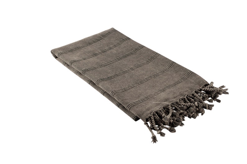 Faded Black Large Turkish Towel Stonewashed Decorative Bath Towel Quick Dry Sandfree Beach Peshtemal 100% Cotton Oversized Bath Sheet image 1