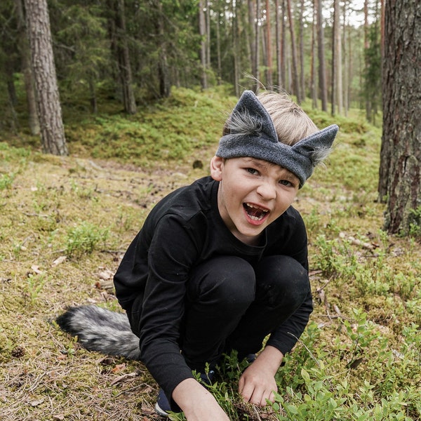 Fluffy Wolf Tail and Ears - Forest Animal Costume - Handmade Costume