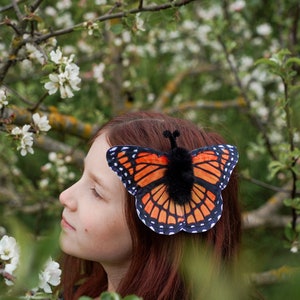 Monarch Butterfly Hair Clip Butterfly Costume Handmade costume Halloween costume image 1