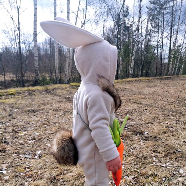 KLAAR VOOR VERZENDING! Bunny Onesie voor kinderen - Konijnkostuum - Handgemaakt kostuum