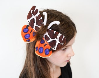 Tiger Moth Hair Clip - Moth Brooch - Butterfly Hair Clip - Handmade Costume - Halloween Costume