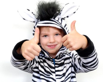 Zebra Onesie for Kids - Zebra Onesie - Kids Costume - Animal Costume - Handmade Costume - Halloween Costume