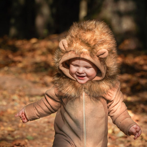 Lion Onesie for kids - Lion Costume - Kids Costume - Handmade costume - Halloween costume