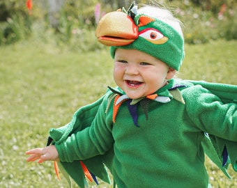 Fleece Parrot Costume: Handmade Bird Outfit, Halloween Dress-Up