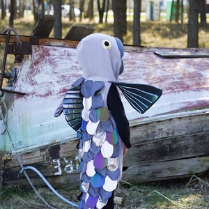 Fleece Fish Costume Hoodie with Tail - Handmade Kids Halloween Costume