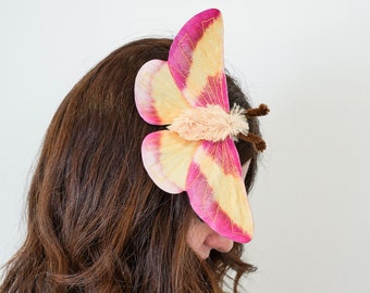 Rosy Maple Moth Hair Clip - Moth Hair Clip - Handmade costume - Halloween costume