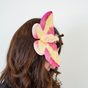 Rosy Maple Moth Hair Clip Moth Hair Clip Handmade costume Halloween costume image 1