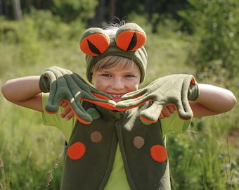 Frog Costume for Kids - Frog Pretend Play - Animal Costume - Handmade Costume