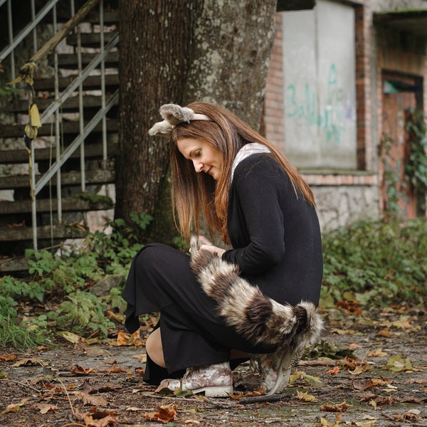 Raccoon Tail and Headband - Kids Costume - Adult Costume - Animal Costume - Halloween Costume