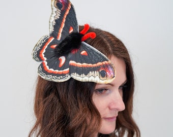 Cercopia Moth Hair Clip - Moth Brooch - Butterfly Hair Clip - Handmade Costume - Halloween Costume