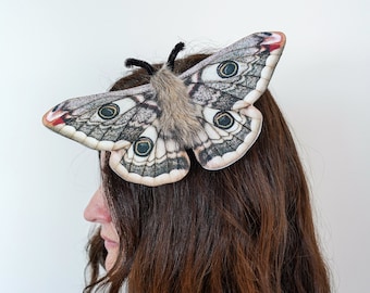 Emperor Moth Hair Clip - Butterfly Hair Clip - Handmade Costume - Halloween costume