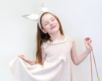 Meisje konijn kostuum - konijnenkostuum voor kinderen - handgemaakt haaskostuum - paaskostuum - halloweenkostuum