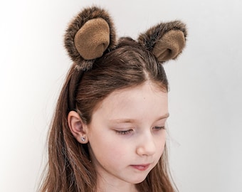 Bear Ear Headband and Tail for Kids - Bear Costume - Handmade Costume