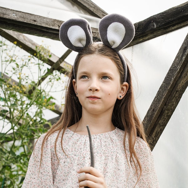 Muishoofdband en staart voor kinderen - Muisoren en staart - Handgemaakt kostuum - Halloween-kostuum