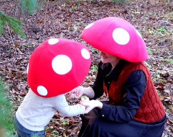 Mushroom Fly Agaric Costume for Adults: Handmade Fleece & Foam Hat