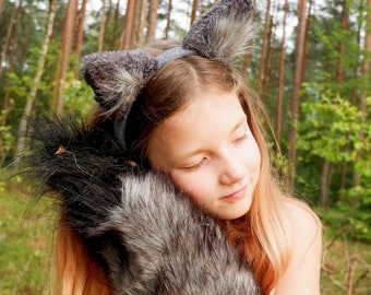 Wolf Tail and Headband - Kids Costume - Animal costume - Halloween costume