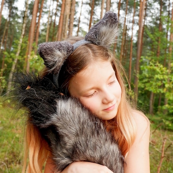 Queue de loup et bandeau - Costume enfant - Costume animal - Costume Halloween