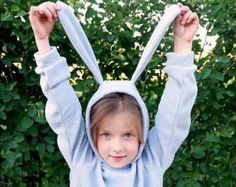 Bunny Hoodie - Rabbit Hoodie - Bunny Costume - Animal Hoodie - Handmade Costume - Halloween Costume