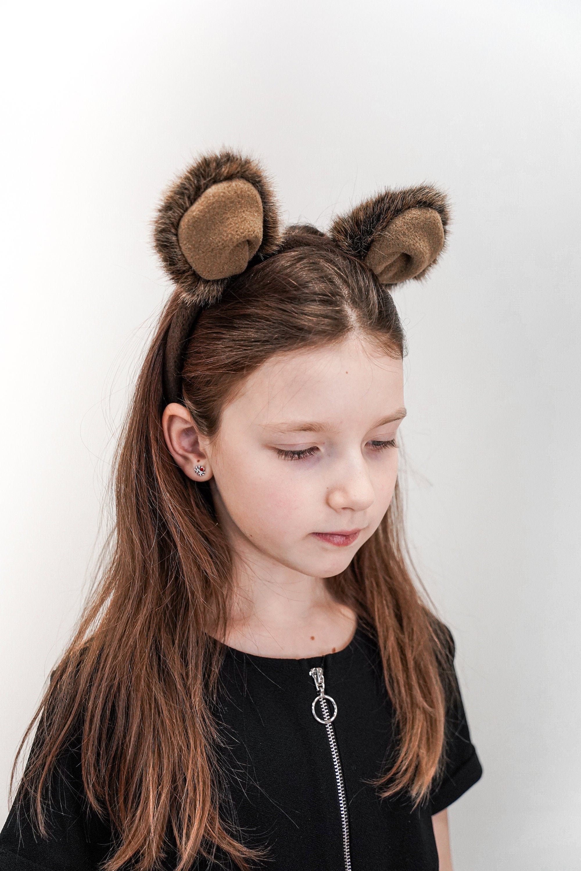 FUIPVGI 6 Pezzi Fasce per Orecchie da Orso in Peluche per Donna Orecchie Rotonde da Orso per Topo Fascia per Orsacchiotto per Ballo in Maschera, Feste,Costumi Quotidiani, Fotografia, Cosplay(Marrone