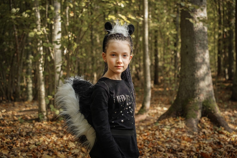 Skunk Tail and Ears for Kids Skunk Costume Handmade Costume Halloween Costume image 7