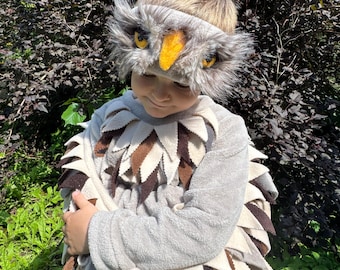 Handmade Great gray Owl Costume Halloween Carnival costume Owl costume Bird costume