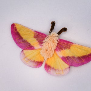 Rosy Maple Moth Hair Clip Moth Hair Clip Handmade costume Halloween costume image 4