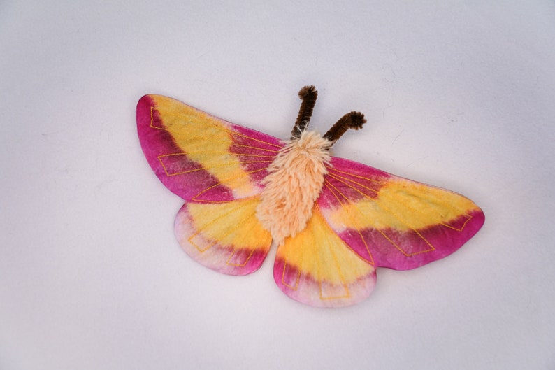 Rosy Maple Moth Hair Clip Moth Hair Clip Handmade costume Halloween costume image 4