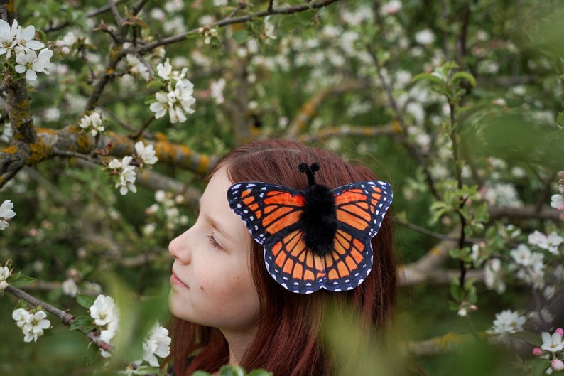 Monarch Butterfly Hair Clip Butterfly Costume Handmade costume Halloween costume zdjęcie 1