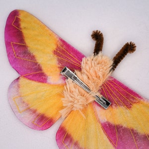 Rosy Maple Moth Hair Clip Moth Hair Clip Handmade costume Halloween costume image 5
