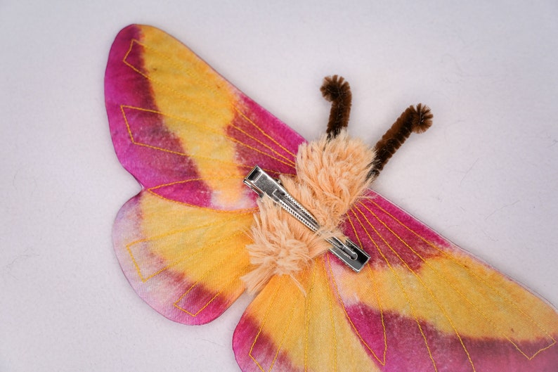 Rosy Maple Moth Hair Clip Moth Hair Clip Handmade costume Halloween costume image 5