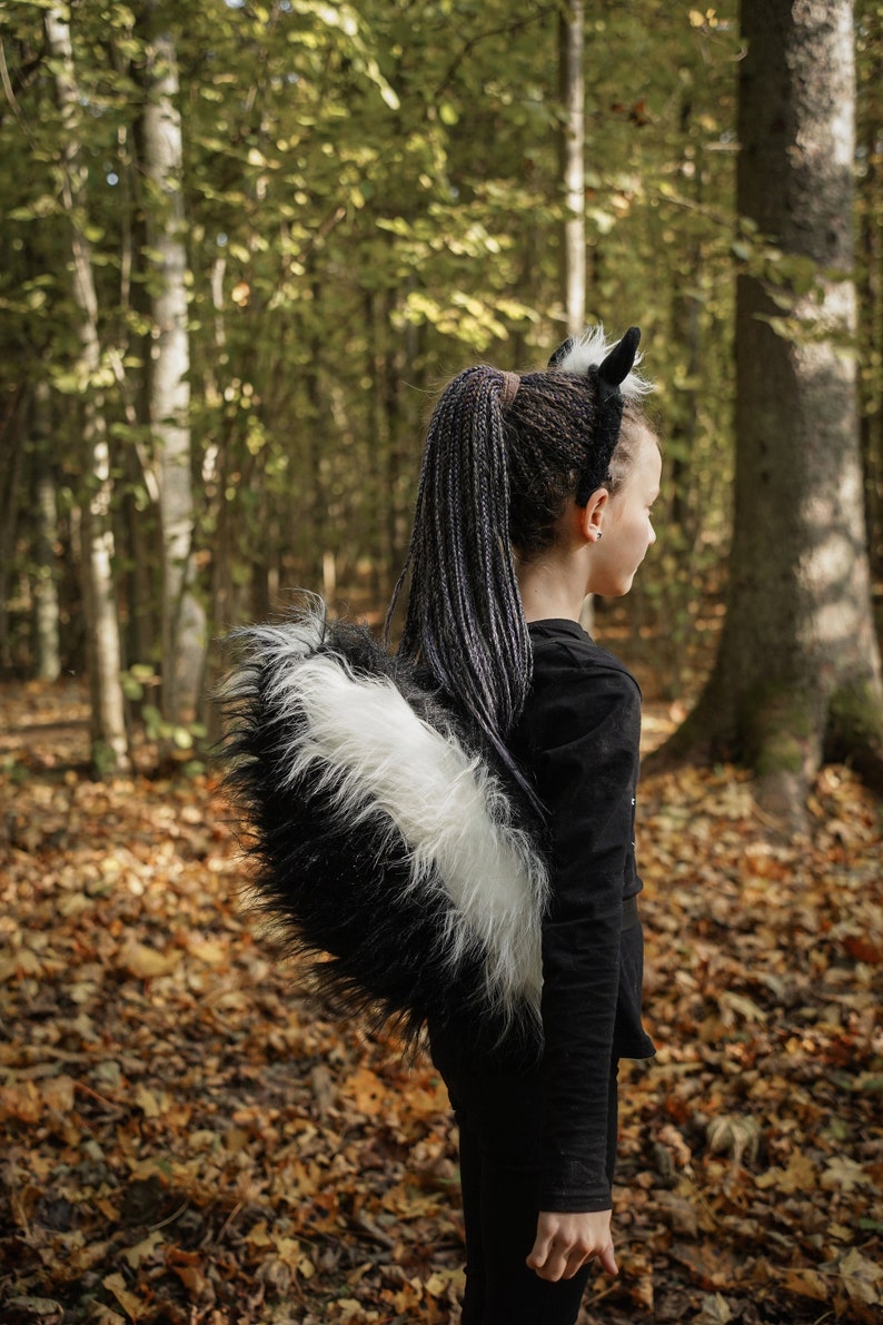 Skunk Tail and Ears for Kids Skunk Costume Handmade Costume Halloween Costume image 1