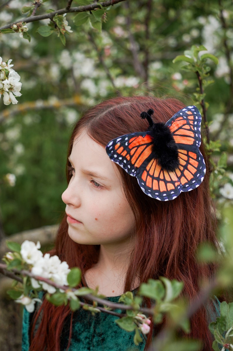 Monarch Butterfly Hair Clip Butterfly Costume Handmade costume Halloween costume zdjęcie 3