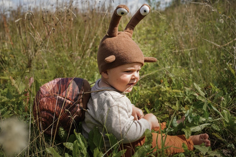 Disfraz de caracol para bebés Disfraz hecho a mano Disfraz de Halloween Juego de simulación de caracol imagen 2
