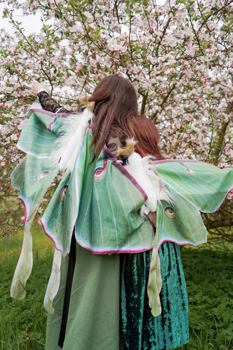 Luna Moth Costume for Kids Luna Moth Wings Butterfly costume Handmade costume Halloween costume image 7