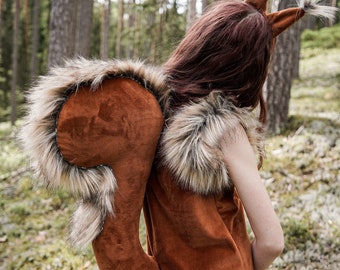 Set De Disfraz De Ardilla Con Orejas Y Cola De Peluche - Diadema Elástica Y Cola De Tela Acolchada, Talla Única Para Niños Y Adultos, Ideal Para Cosplay, Halloween Y Fiestas Temáticas
