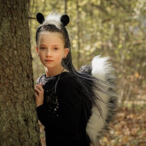 Skunk Tail and Ears for Kids Skunk Costume Handmade Costume Halloween Costume image 2