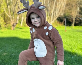 Fleece Deer Onesie: Kids' Costume With Hood